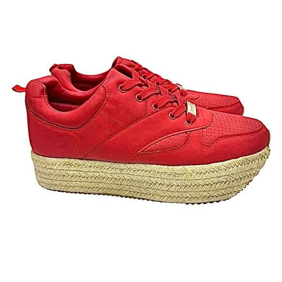 Menina Womens Roma 4 Lace Up Low Top Solid Platform Cork Size 9 Wedge Shoes